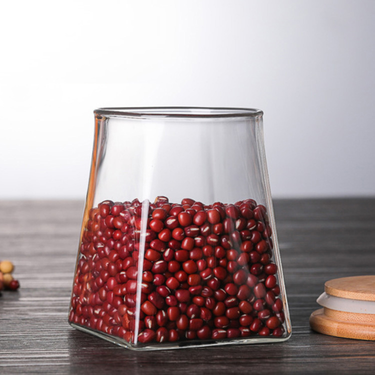 Whosale Custom Glass Jar Containers With Bamboo Lid Food Use Glass Jar