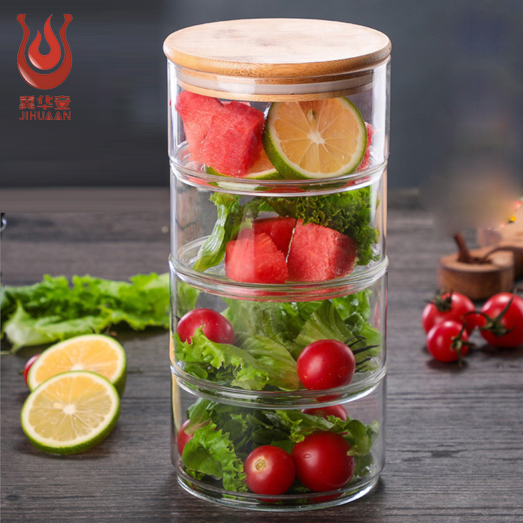 With Lid Hand Made Custom 300ml Luxury Glass Container Kitchen Storage Container